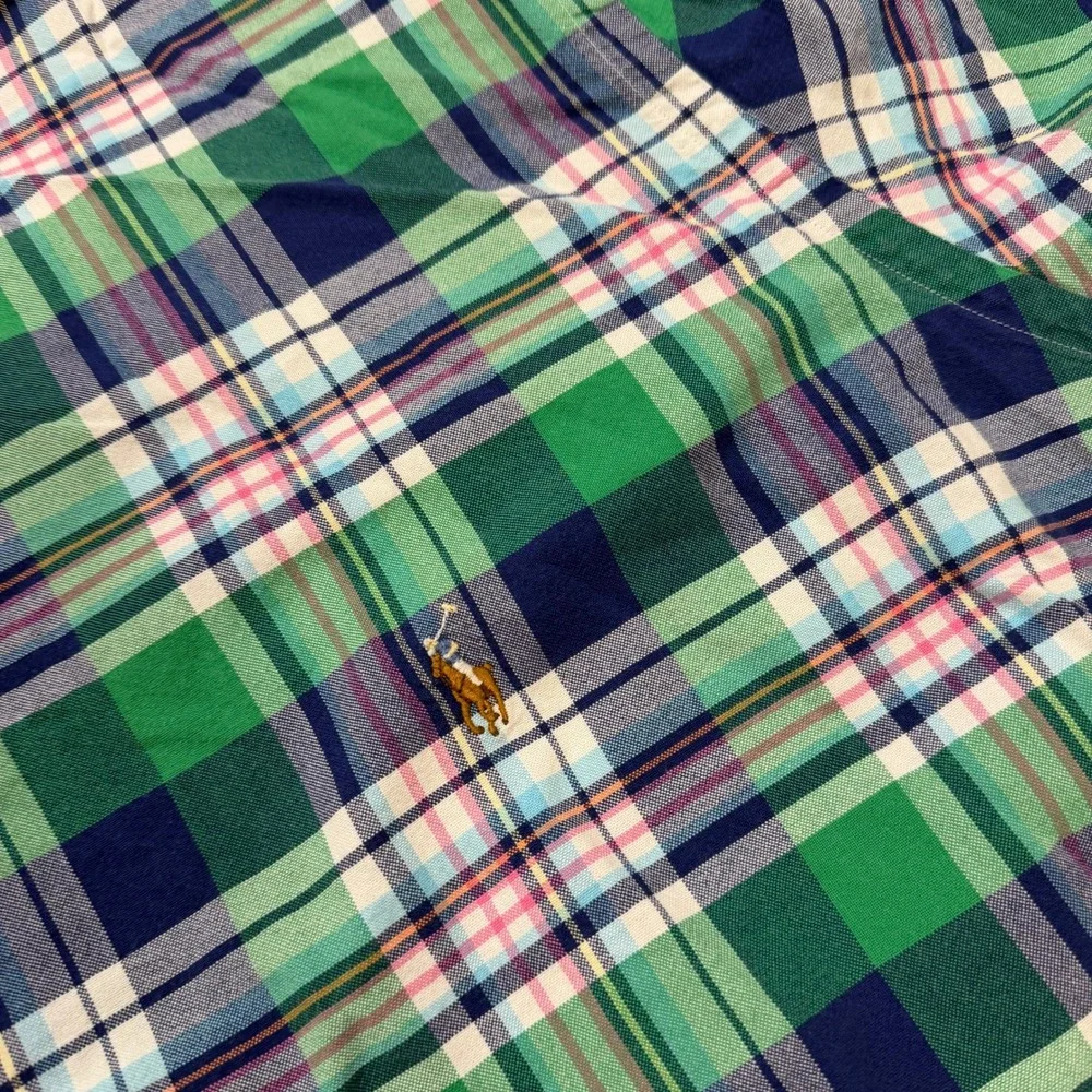 Polo Ralph Lauren Button-Down Shirt Mens 3XLT Madras Plaid Colorful Flesh Pony